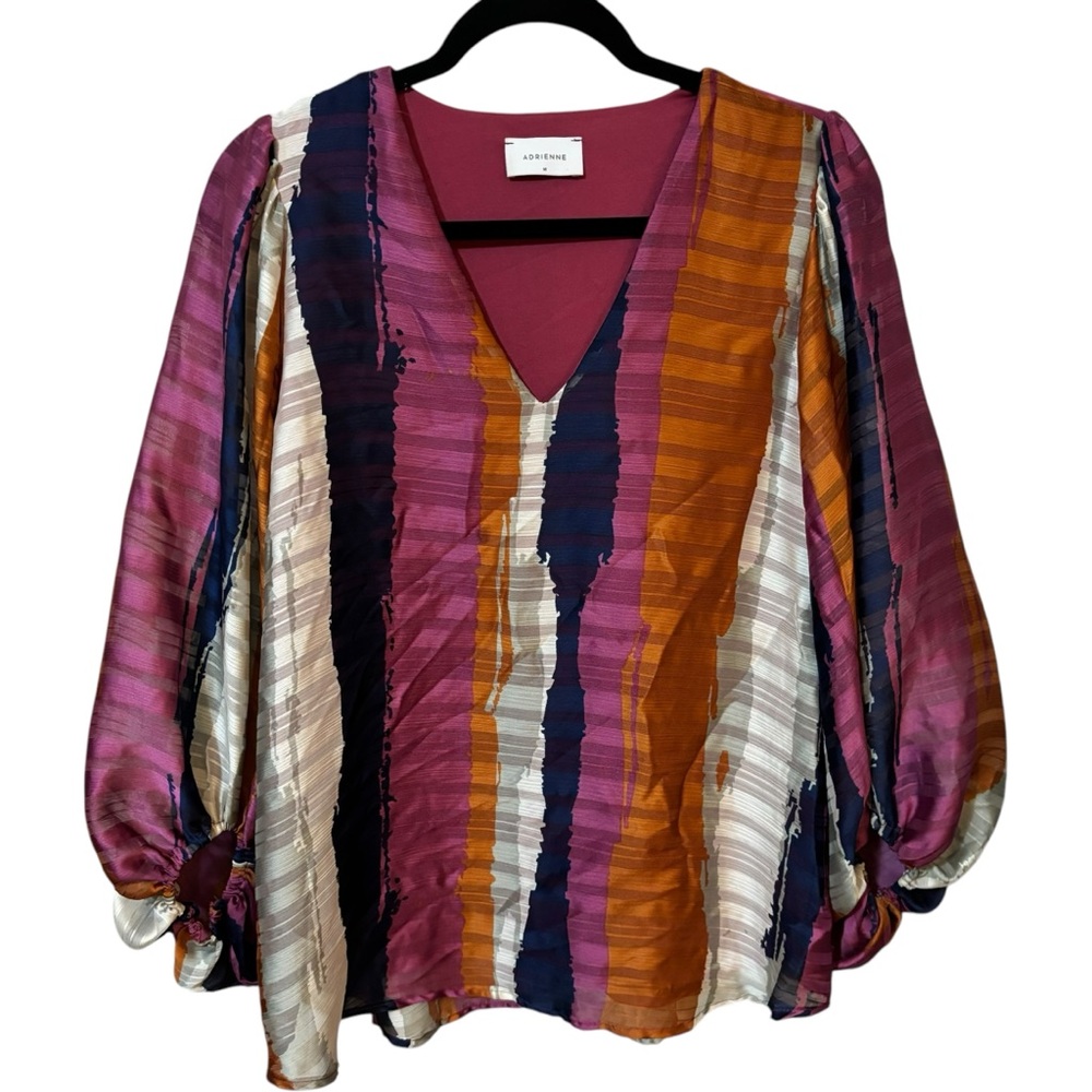 Adrienne Balloon Sleeve Blouse V Neck Long Sleeves‎ Watercolors